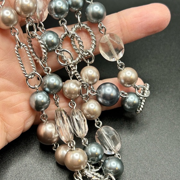 L21 Premier Designs Long silver tone blue pink Necklace - Picture 4 of 5